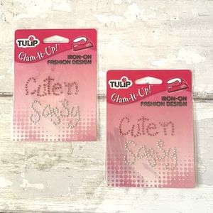 Tulip Iron On Clothing Transfers Cute ‘n Sassy Rhinestone Fashion Decals 2pk